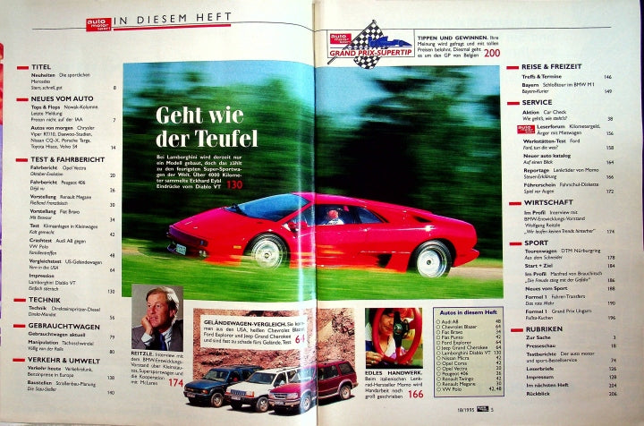 Inhaltsverzeichnis Auto Motor und Sport 18/1995