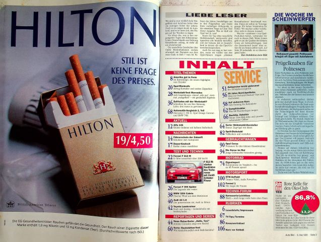 Inhaltsverzeichnis Auto Bild 18/1995