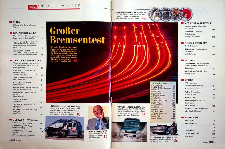 Inhaltsverzeichnis Auto Motor und Sport 18/1996