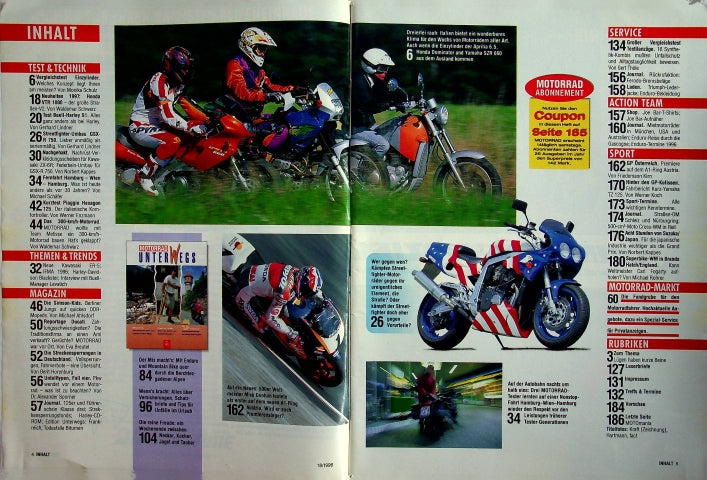 Inhaltsverzeichnis Motorrad 18/1996