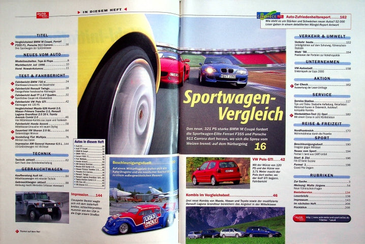 Inhaltsverzeichnis Auto Motor und Sport 18/1998