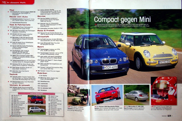 Inhaltsverzeichnis Auto Motor und Sport 18/2001