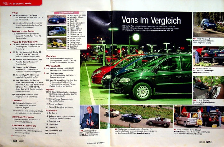 Inhaltsverzeichnis Auto Motor und Sport 18/2002