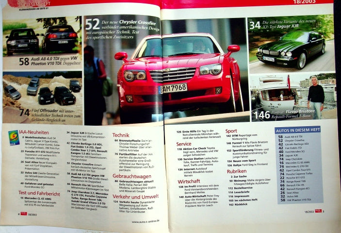 Inhaltsverzeichnis Auto Motor und Sport 18/2003