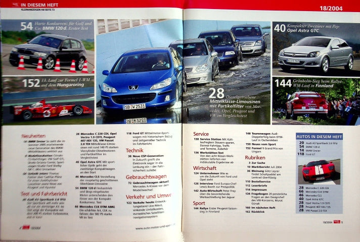 Inhaltsverzeichnis Auto Motor und Sport 18/2004
