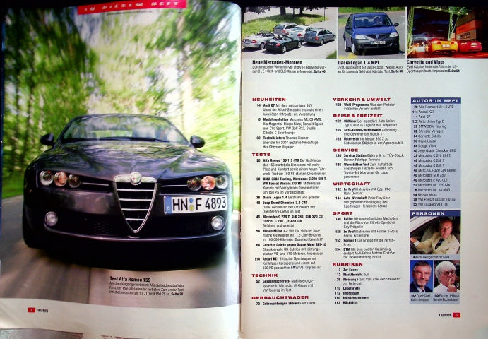 Inhaltsverzeichnis Auto Motor und Sport 18/2005