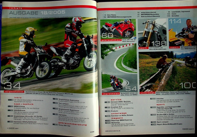 Inhaltsverzeichnis Motorrad 18/2005