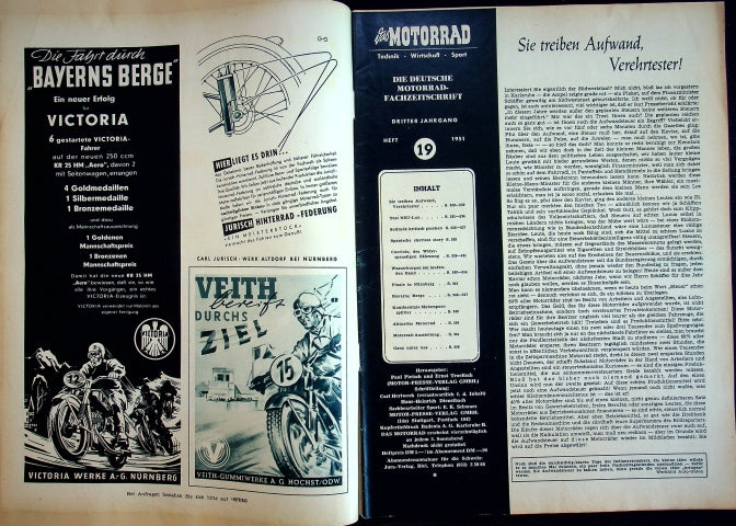 Inhaltsverzeichnis Motorrad 19/1951