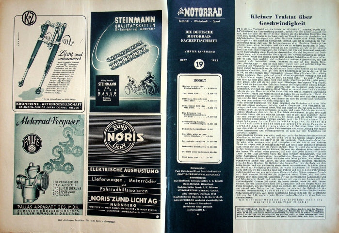 Inhaltsverzeichnis Motorrad 19/1952