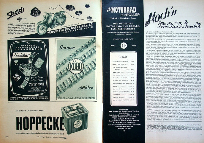 Inhaltsverzeichnis Motorrad 19/1954