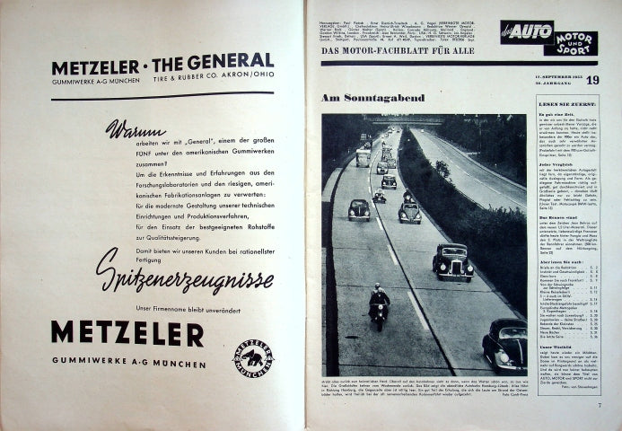 Inhaltsverzeichnis Auto Motor und Sport 19/1955