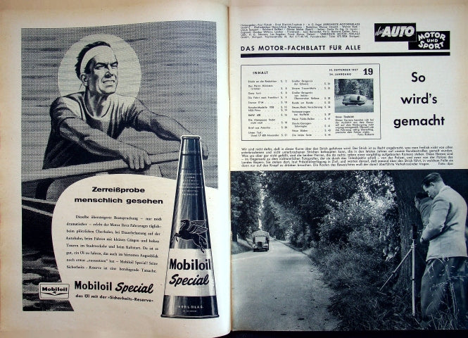 Inhaltsverzeichnis Auto Motor und Sport 19/1957