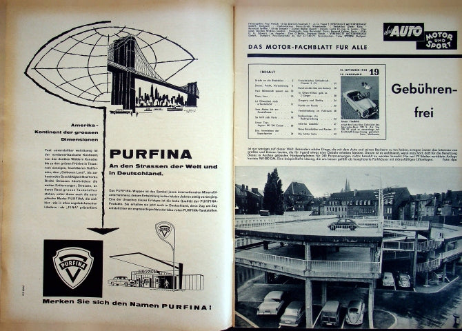 Inhaltsverzeichnis Auto Motor und Sport 19/1958