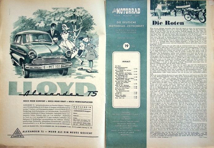 Inhaltsverzeichnis Motorrad 19/1958