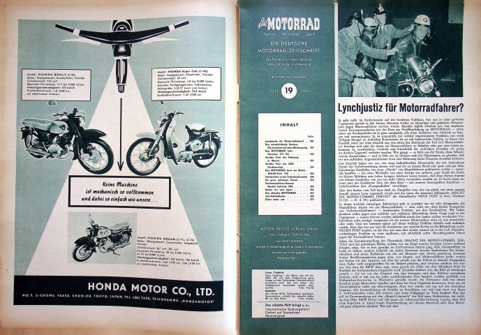 Inhaltsverzeichnis Motorrad 19/1959