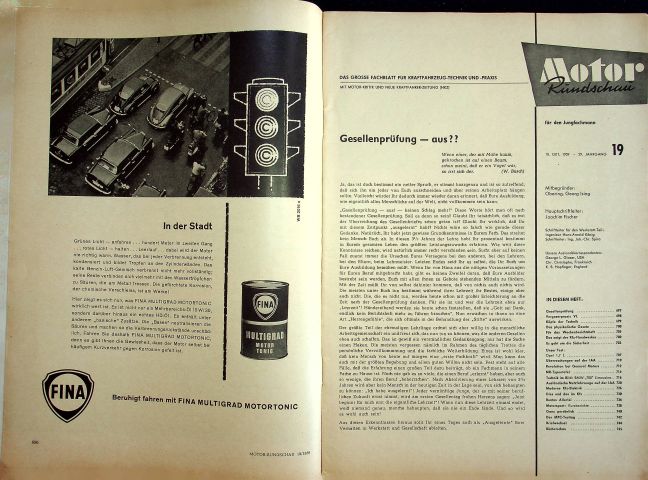 Inhaltsverzeichnis Motor Rundschau 19/1959