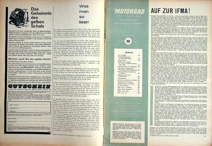 Inhaltsverzeichnis Motorrad 19/1964