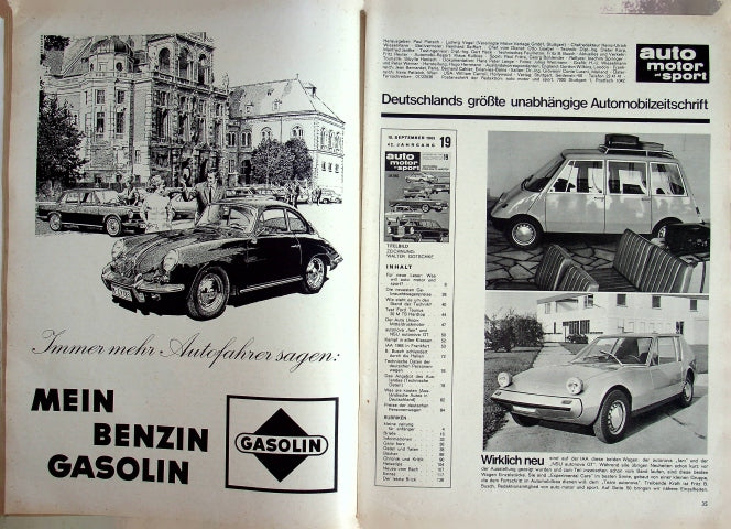 Inhaltsverzeichnis Auto Motor und Sport 19/1965