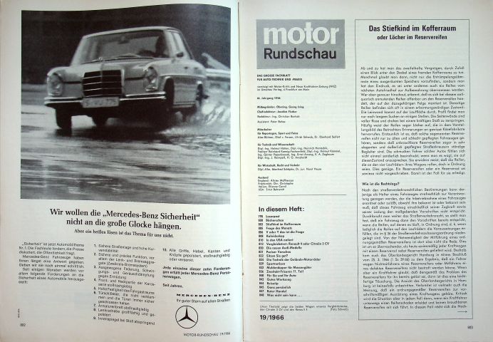 Inhaltsverzeichnis Motor Rundschau 19/1966