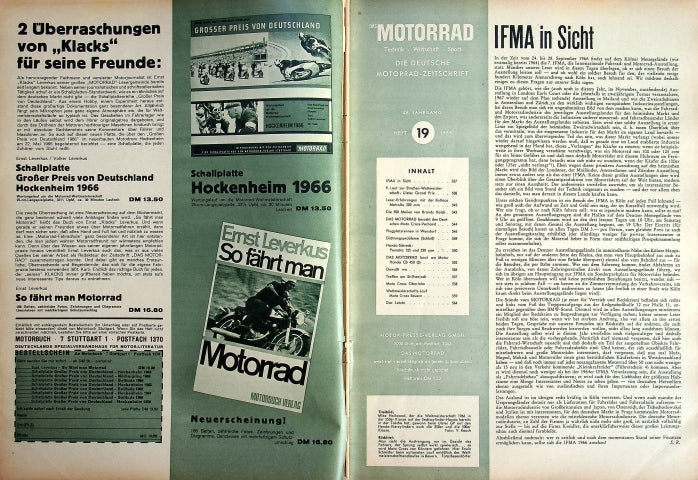 Inhaltsverzeichnis Motorrad 19/1966