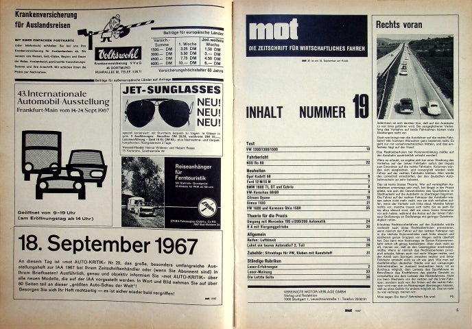 Inhaltsverzeichnis MOT 19/1967
