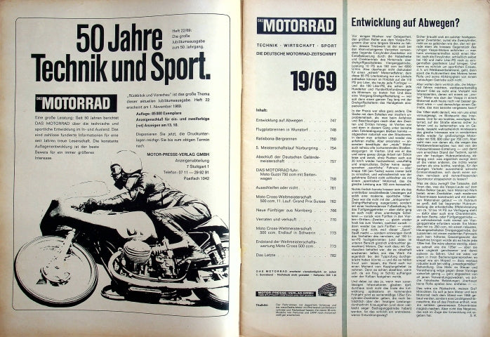 Inhaltsverzeichnis Motorrad 19/1969