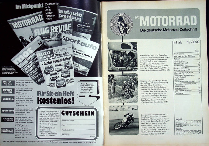 Inhaltsverzeichnis Motorrad 19/1970