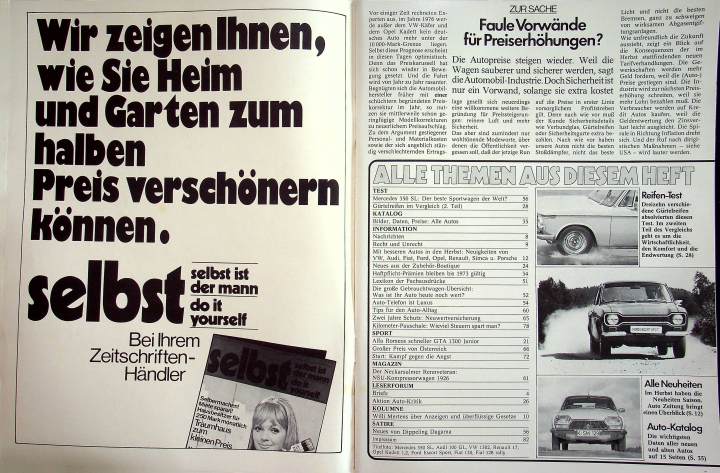 Inhaltsverzeichnis Autozeitung 19/1971