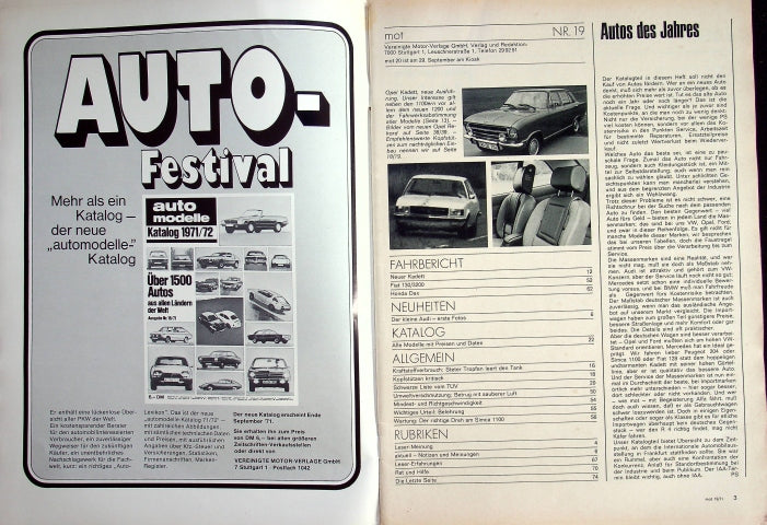 Inhaltsverzeichnis MOT 19/1971
