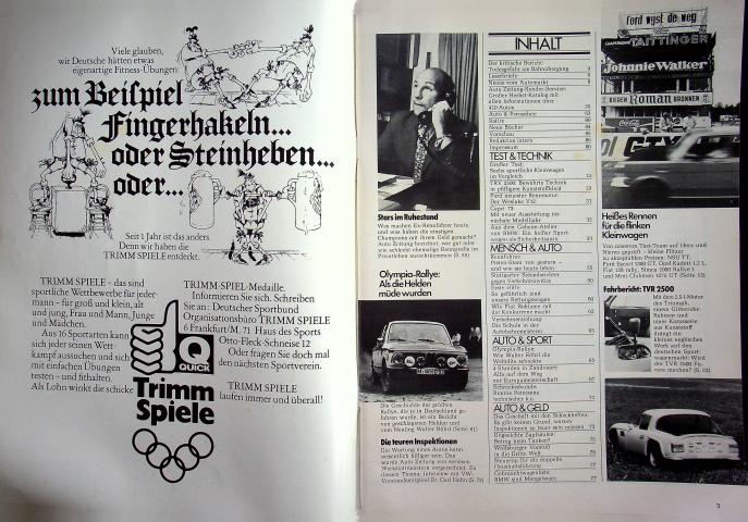 Inhaltsverzeichnis Autozeitung 19/1972