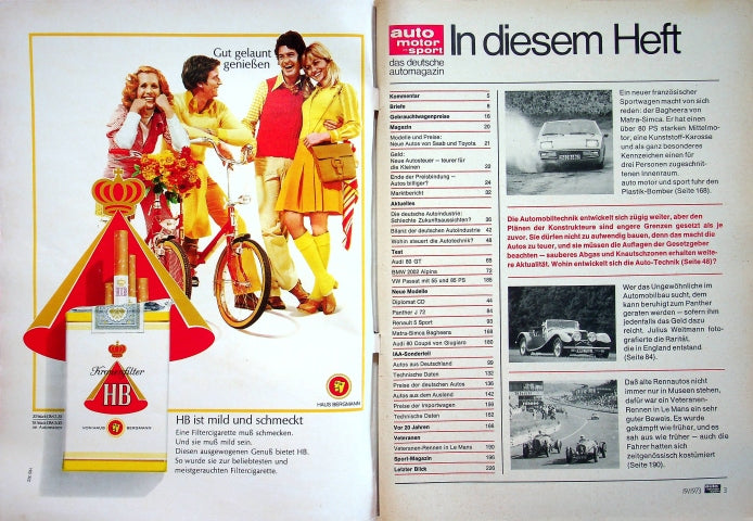 Inhaltsverzeichnis Auto Motor und Sport 19/1973