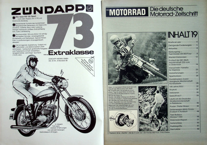 Inhaltsverzeichnis Motorrad 19/1973