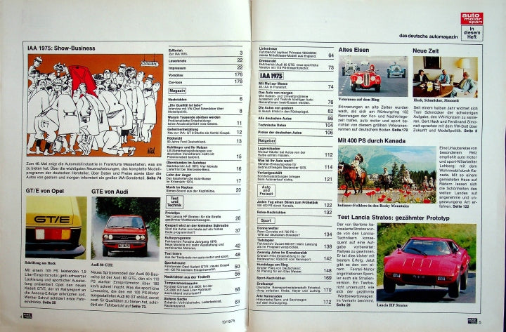 Inhaltsverzeichnis Auto Motor und Sport 19/1975