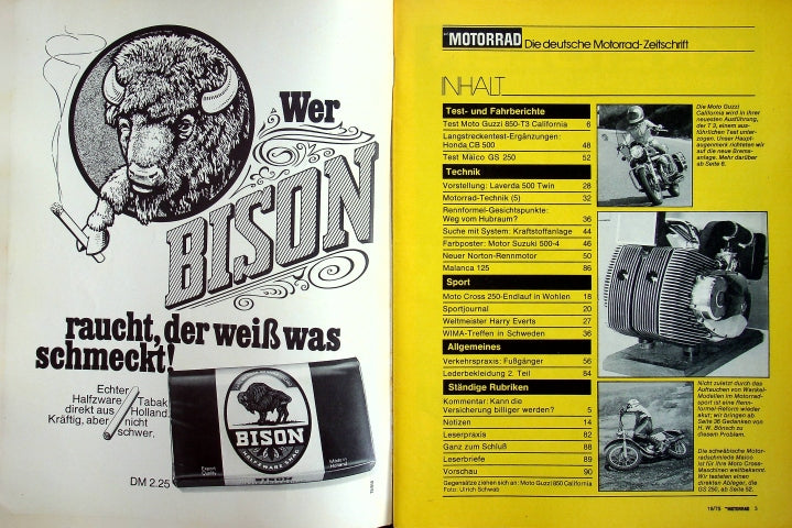 Inhaltsverzeichnis Motorrad 19/1975