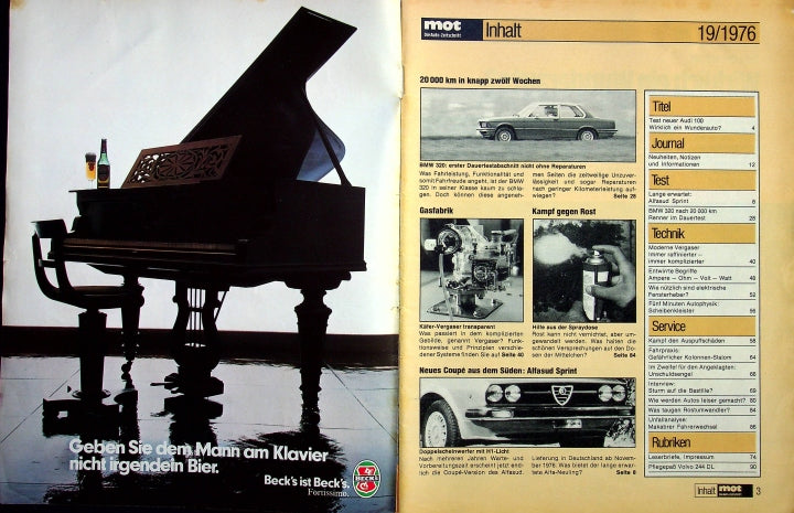 Inhaltsverzeichnis MOT 19/1976