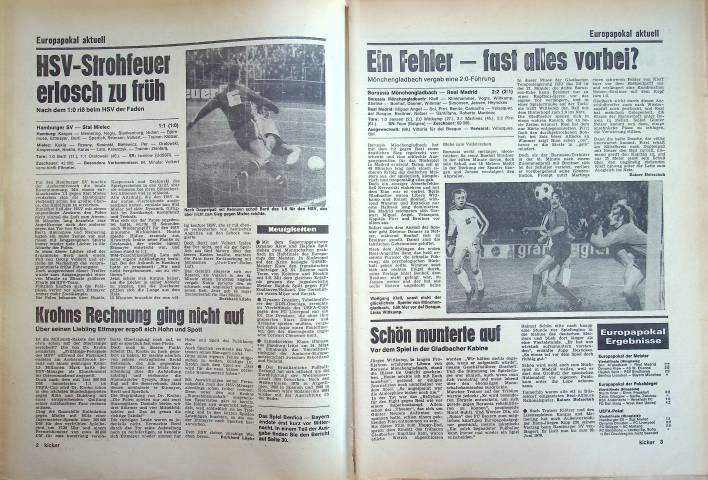 Inhaltsverzeichnis Kicker 19/1976