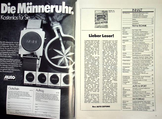 Inhaltsverzeichnis Autozeitung 19/1977