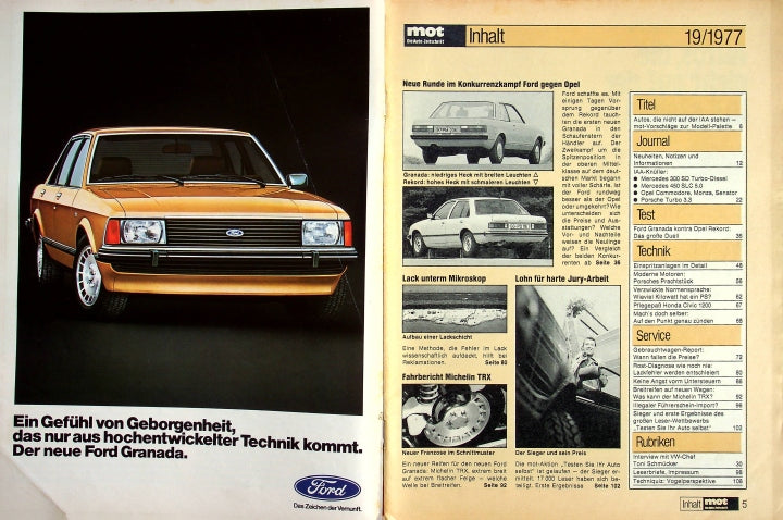 Inhaltsverzeichnis MOT 19/1977