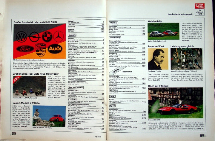 Inhaltsverzeichnis Auto Motor und Sport 19/1978