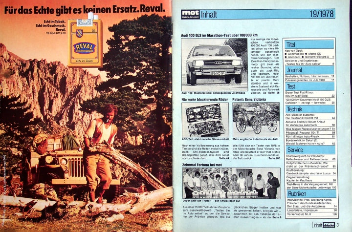 Inhaltsverzeichnis MOT 19/1978