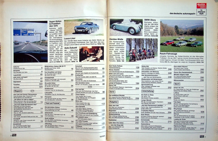 Inhaltsverzeichnis Auto Motor und Sport 19/1979