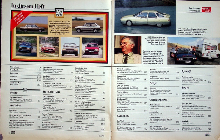 Inhaltsverzeichnis Auto Motor und Sport 19/1981