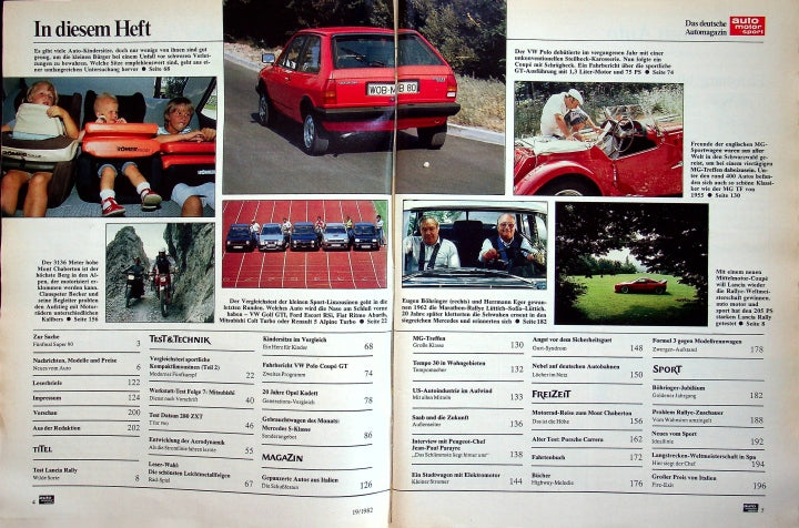 Inhaltsverzeichnis Auto Motor und Sport 19/1982