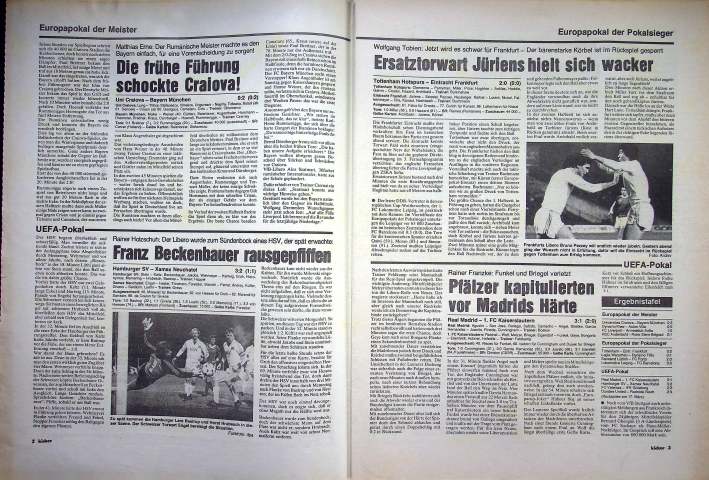 Inhaltsverzeichnis Kicker 19/1982