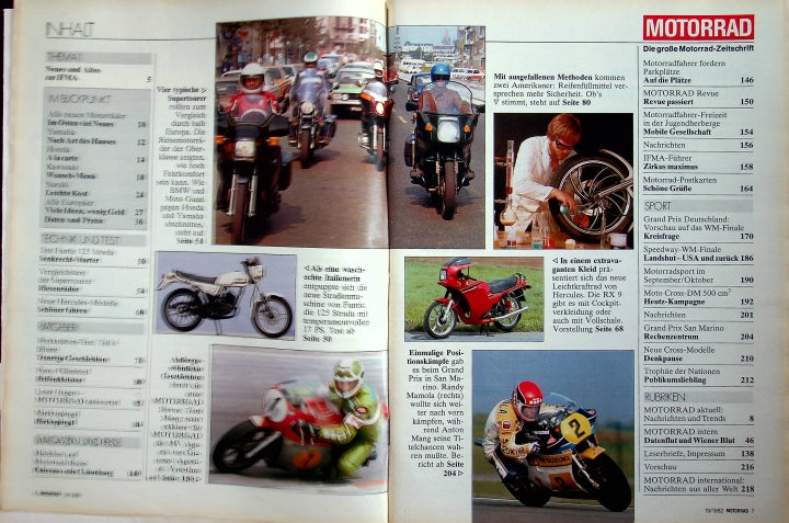 Inhaltsverzeichnis Motorrad 19/1982