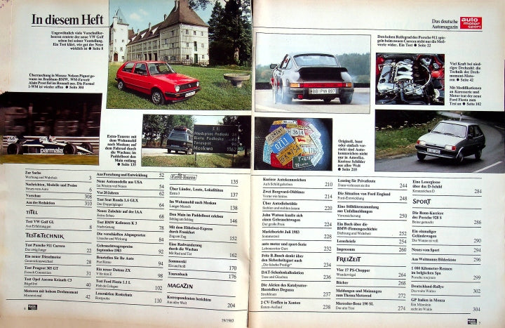 Inhaltsverzeichnis Auto Motor und Sport 19/1983
