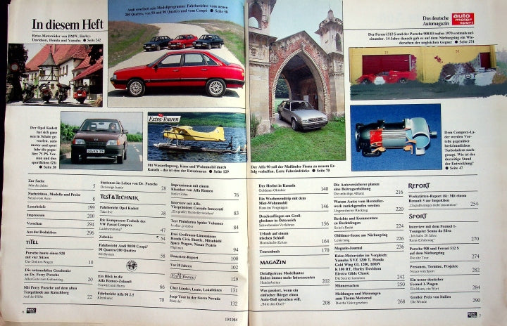 Inhaltsverzeichnis Auto Motor und Sport 19/1984
