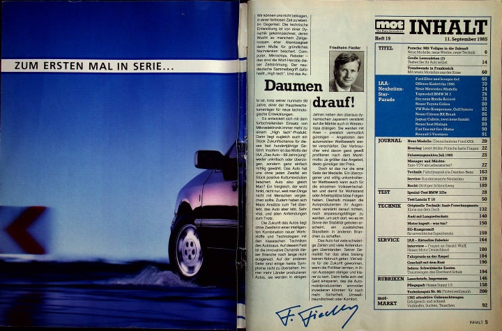 Inhaltsverzeichnis MOT 19/1985