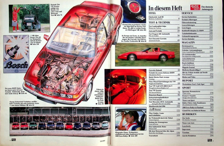 Inhaltsverzeichnis Auto Motor und Sport 19/1986