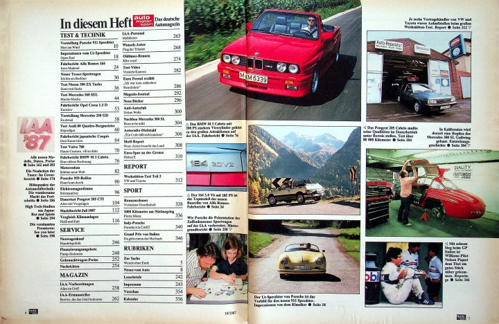 Inhaltsverzeichnis Auto Motor und Sport 19/1987